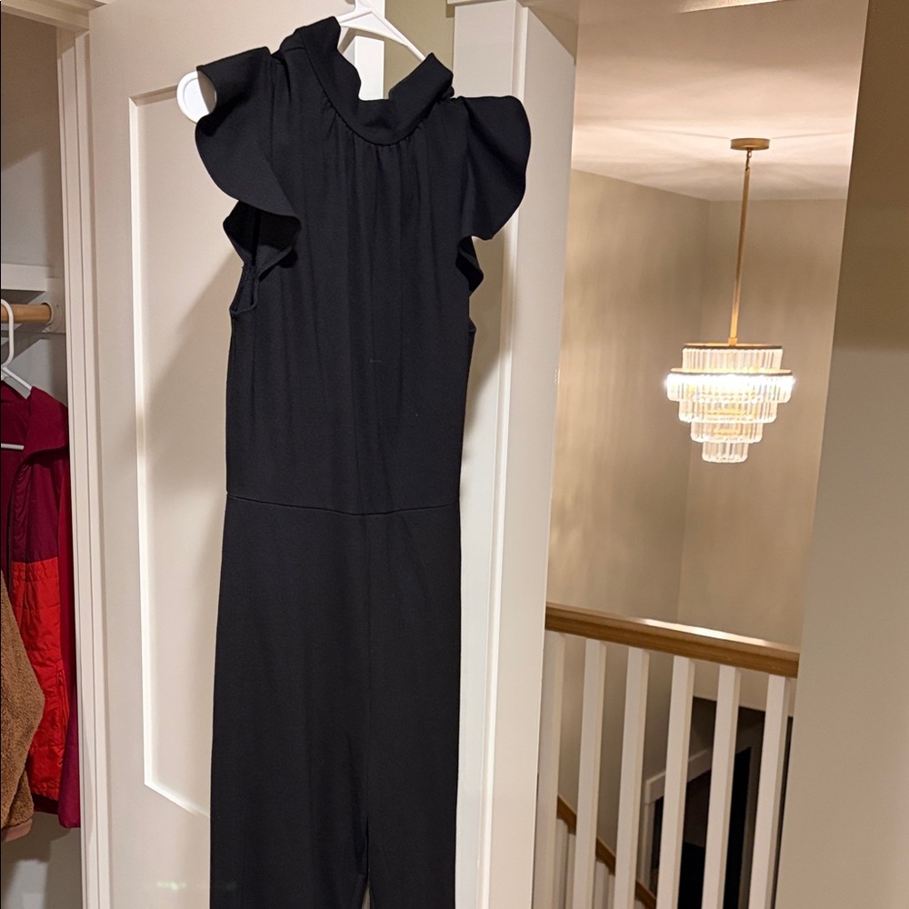 Amanda Uprichard Ruffled Black Jumpsuit